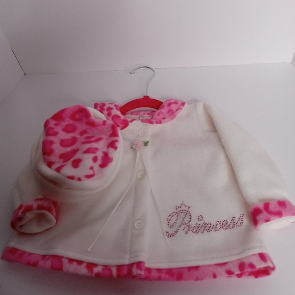 GIRL'S 3 PC. OUTFIT IVORY & PINK ANIMAL PRINT SIZE XL BRAND UNKNOWN FLEECE - Picture 6 of 10